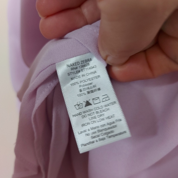 Naked Zebra light purple sleeveless blouse with ruffle detail at neckline - Picture 7 of 8
